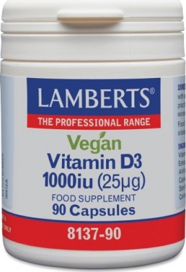 Lamberts Vegan Vitamin D3 1000iu 25mg 90 κάψουλες