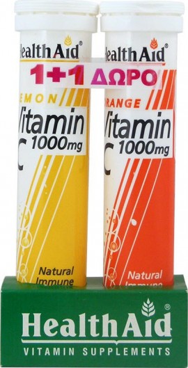 Health Aid Vitamin C 1000mg με Γεύση Λεμόνι 20tabs + Δώρο Vitamin C 1000mg με Γεύση Πορτοκάλι 20tabs