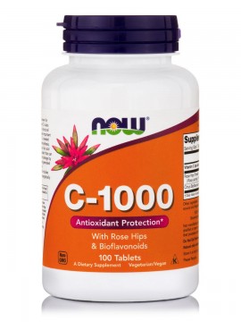 Now Vit C 1000 mg w/ Rose Hips & Bioflavonoids 100 Tabs
