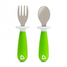 Munchkin Raise Toddler Fork & Spoon Set Εκπαιδευτικό Κουτάλι & Πιρούνι Πράσινο