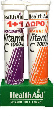 HEALTH AID Vitamin C 1000mg Φραγκοστάφυλο 20tabs & Vitamin C 1000mg Πορτοκάλι 20 Tabs