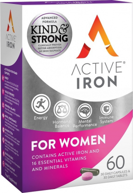Bionat Active Iron for Women Πολυβιταμινούχο Γυναικείο Συμπλήρωμα Διατροφής με Σίδηρο 30 κάψουλες & 30 δισκία
