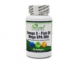 Natural Vitamins Omega 3 - Fish Oil Mega EPA DHA 30softgels