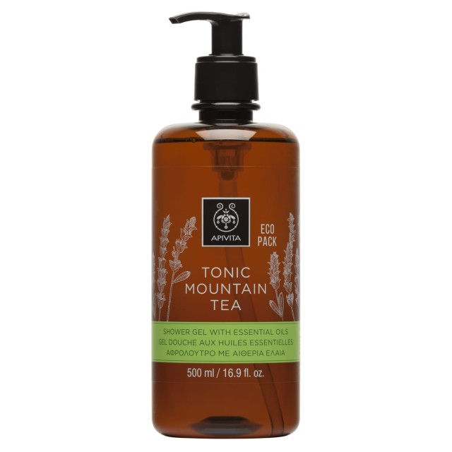 Apivita Tonic Mountain Tea Shower Gel Αφρόλουτρο Με Αιθέρια Έλαια 500ml