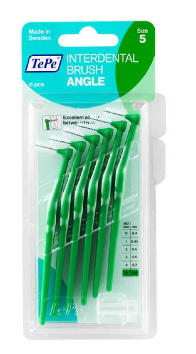 TePe Angle Μεσοδόντια Βουρτσάκια Πράσινο 0.8mm 6τμχ