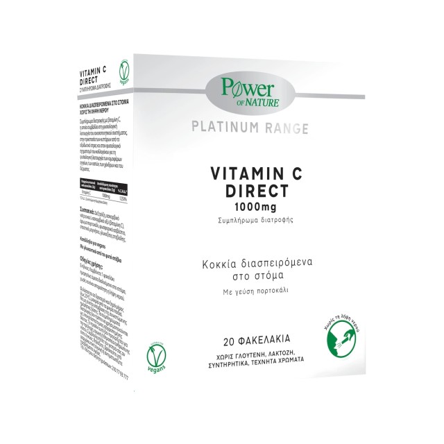 Power Of Nature Vitamin C Direct Συμπλήρωμα Διατροφής με Βιταμίνη C 1000mg με Γεύση Πορτοκάλι 20 Φακελάκια