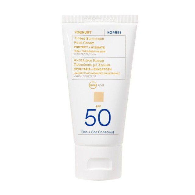 Korres Yoghurt Tinted Sunscreen Face Cream SPF50 Αντηλιακή Κρέμα Προσώπου με Χρώμα, 50ml