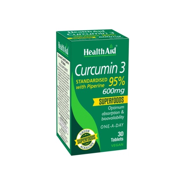 Health Aid Curcumin 3 600mg, Αντιοξειδωτικό 30 ταμπλέτες