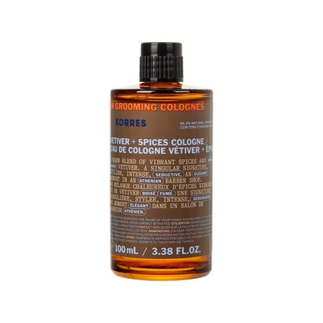 Korres ​Athenian Grooming Eau de Cologne Βέτιβερ + Μπαχαρικά 100ml