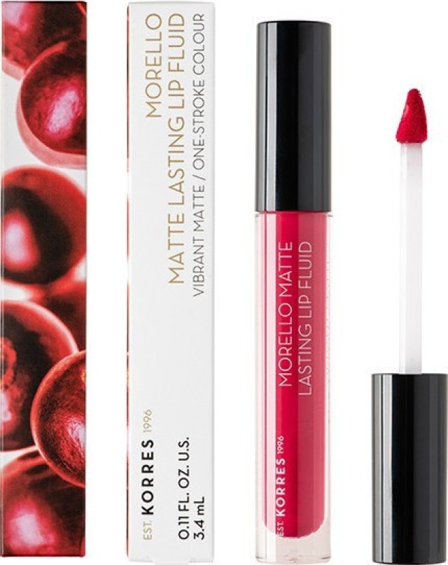 Korres Morello Matte Lasting Lip Fluid 27 Cranberry Sorbet Υγρό Κραγιόν Μεγάλης Διάρκειας με Ματ Αποτέλεσμα, 3.4ml