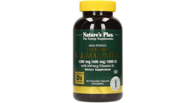 Natures Plus Cal/Mag/Vit.D3/Vit.K2 60 Μασώμενες Ταμπλέτες Με Γεύση Σοκολάτα