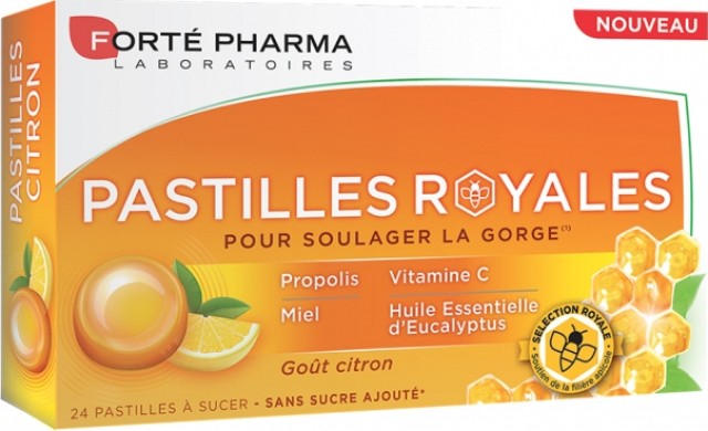 Forte Pharma Pastilies Royales, Παστίλιες με Πρόπολη και Γεύση Λεμόνι για τον Πονόλαιμο 24τμχ