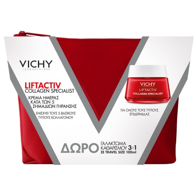 Vichy Promo Liftactiv Collagen Κρέμα ημέρας με Πεπτίδια Κολλαγόνου για Επανόρθωση Ρυτίδων 50ml & Purete Thermal Γαλάκτωμα Καθαρισμού 3σε1 100ml & Νεσεσέρ