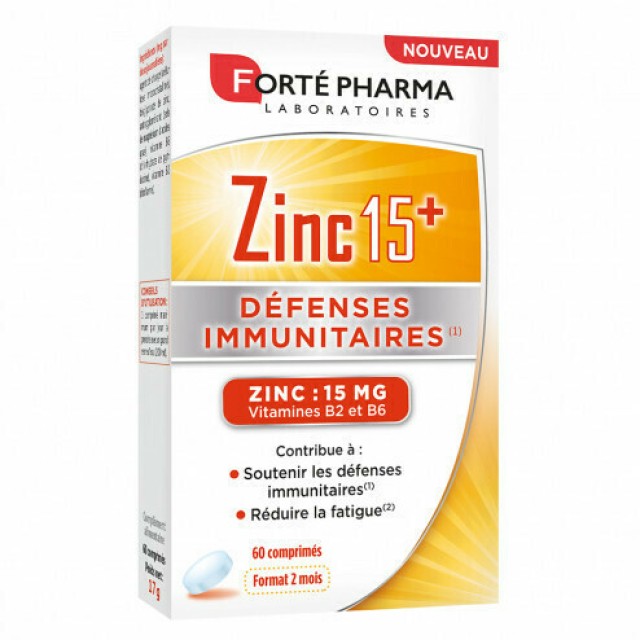 Forte Pharma Zinc 15+ Συμπλήρωμα Διατροφής με Ψευδάργυρο 15mg για Υποστήριξη του Ανοσοποιητικού, 60tabs