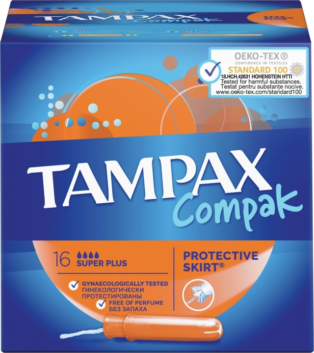 Tampax Compak Super Plus με Απλικατέρ για Προστασία & Διακριτικότητα, 16τεμ