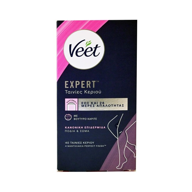 Veet Expert Ταινίες Αποτρίχωσης Ποδιών και Σώματος - Κρύο Κερί για Κανονικές Επιδερμίδες, 20τεμ