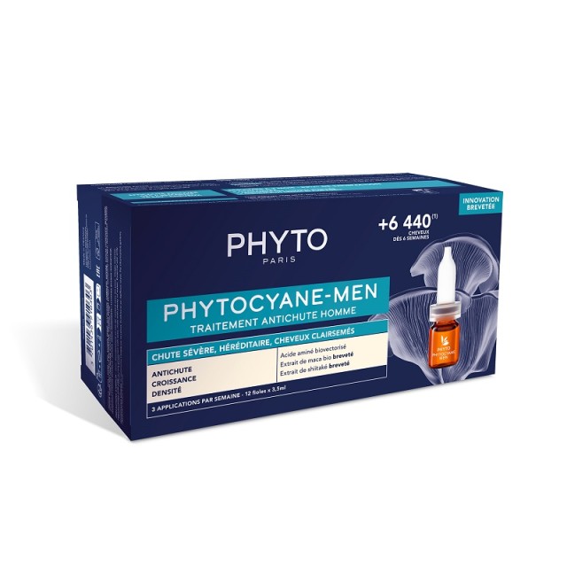 Phyto Phytocyane Progressive Anti-Hair Loss Treatment For Men Θεραπεία Κατά Της Ανδρικής Τριχόπτωσης 12x5ml