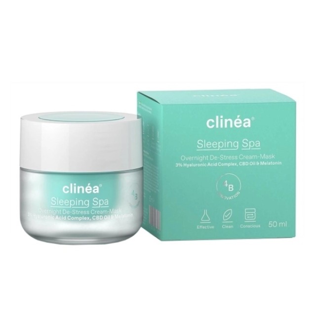 Clinea Water Crush Sleeping Spa De-Stress Cream-Mask Balm Προσώπου Νυκτός για Ενυδάτωση με Υαλουρονικό Οξύ 50ml