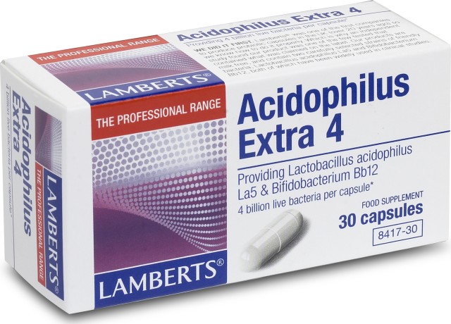 Lamberts Acidophilus Extra 4 - Προβιοτικά Για Τη Διατήρηση Της Ισορροπίας Της Εντερικής Χλωρίδας 30caps