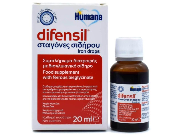 Humana Difensil Iron Drops Παιδικό Συμπλήρωμα Διατροφής Σιδήρου σε Σταγόνες 20ml