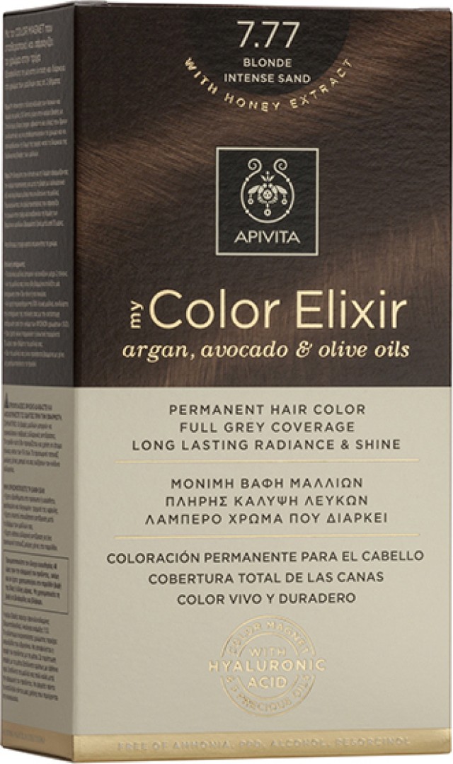 Apivita My Color Elixir No7.77 Ξανθό Έντονο Μπέζ Κρέμα Βαφή Σε Σωληνάριο 50ml & Ενεργοποιητής Χρώματος 75ml