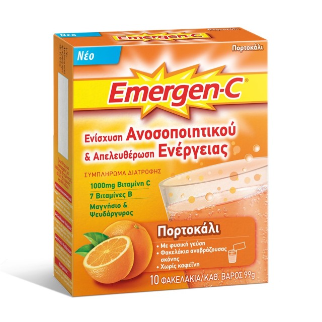 Emergen-C Βιταμίνη C 1000mg 10φακ. 99gr Με Γεύση Πορτοκάλι