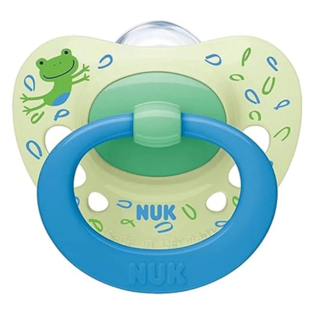 Nuk Signature Ορθοδοντική Πιπίλα Σιλικόνης Με Θήκη 6-18m 1τμχ Βατραχάκι