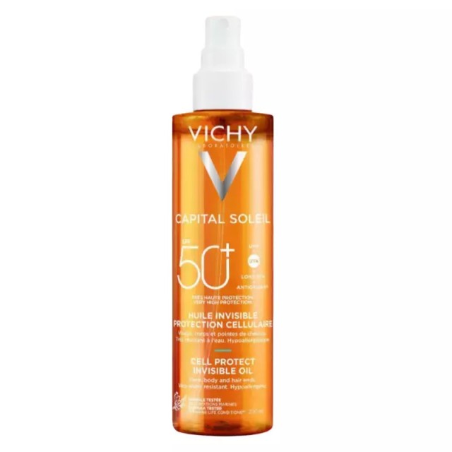 Vichy Capital Soleil Oil SPF50+ Αόρατο Λάδι Cell Protect Πολύ Υψηλής Προστασίας 200ml