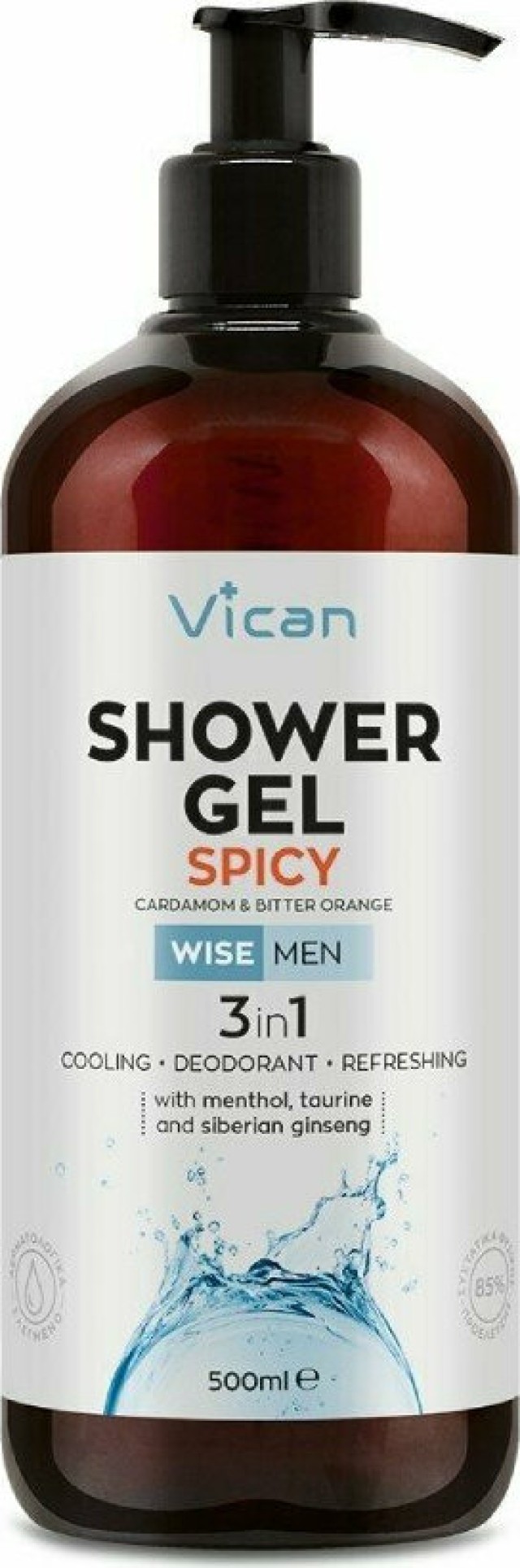 Vican Wise Men Shower Gel Spicy Ανδρικό Αφρόλουτρο Με Αίσθηση Φρεσκάδας Με Κάρδαμο - Bitter Orange 500ml