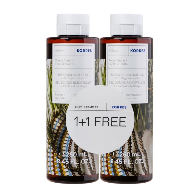 Korres Promo Pack Renewing Shower Gel Forest Cedar Αφρόλουτρο Κέδρος 1+1 Δώρο 2x250ml