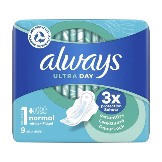 Always Ultra Day Size 1 Σερβιέτες με Φτερά Νούμερο 1, 9τεμ.