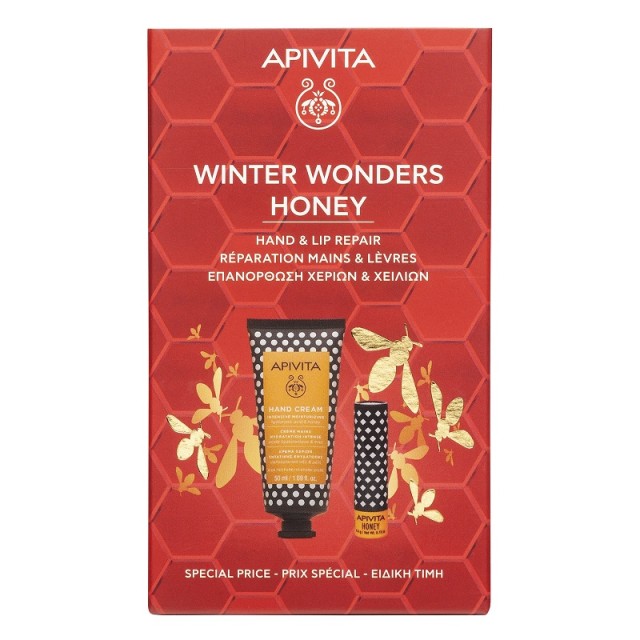 Apivita Promo Pack Winter Wonders Honey Κρέμα Χεριών Εντατικής Ενυδάτωσης 50ml & Lip Care Μέλι 4.4gr