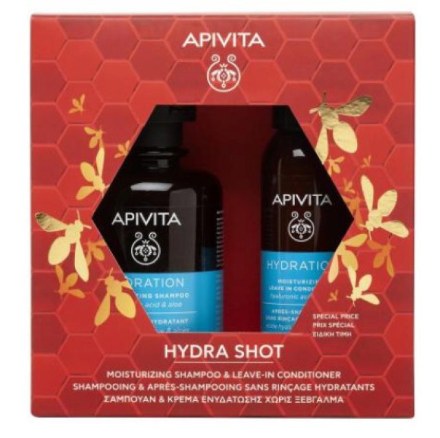 Apivita Promo Hydra Shot Σαμπουάν Ενυδάτωσης 250ml & Κρέμα Μαλλιών Χωρίς Ξέβγαλμα Με Υαλουρονικό Οξύ 100ml