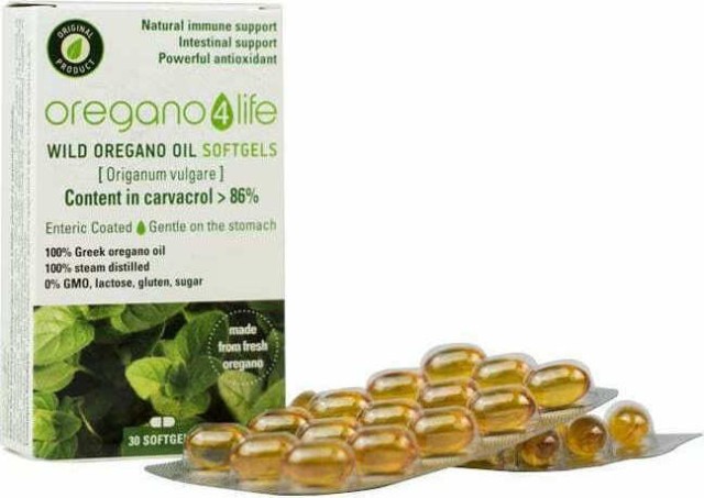 Oregano4Life Wild Oregano Oil 10% Αιθέριο Έλαιο Ρίγανης με Πληθώρα Ευεργετικών Ιδιοτήτων για Όλο τον Οργανισμό, 30softgels