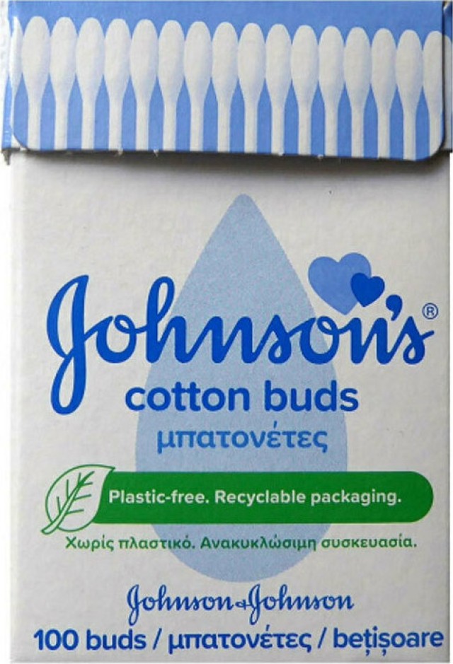 Johnson & Johnson Μπατονέτες Χωρίς Πλαστικό σε Ανακυκλώσιμη Συσκευασία 100τμχ