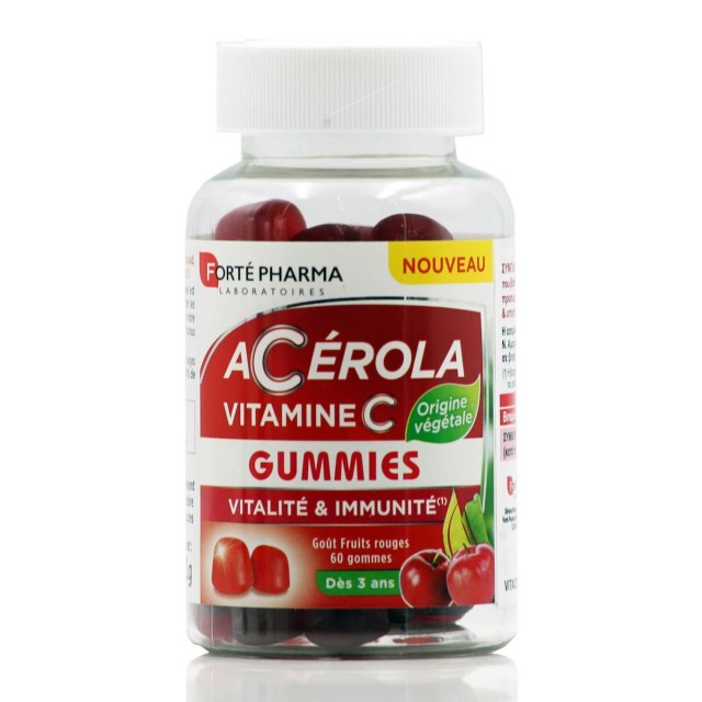 Forte Pharma Acerola Vitamin C Gummies για την Κόπωση & το Ανοσοποιητικό Σύστημα Κόκκινα Φρούτα 60 Ζελεδάκια