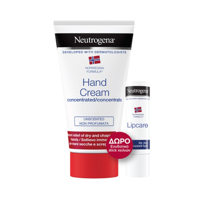 Neutrogena Promo Hand Cream Unscented 75ml & Lip Stick 4.8gr