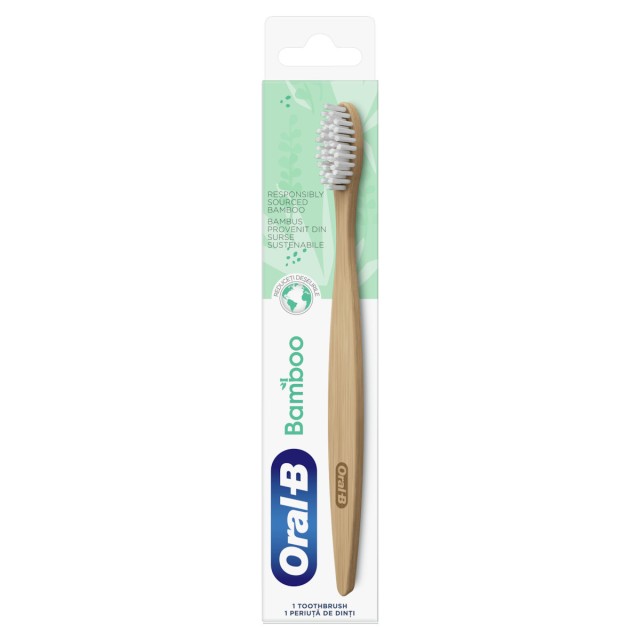 Oral-B Bamboo Manual Toothbrush Χειροκίνητη Οδοντόβουρτσα Από 100% Βιολογικό Μπαμπού 1 Τεμάχιο