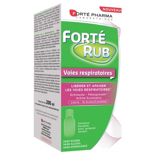 Forte Pharma Forte Rub Sirop Σιρόπι Για Το Βήχα Και Το Κρυολόγημα Με 4 Φυτά 200ml