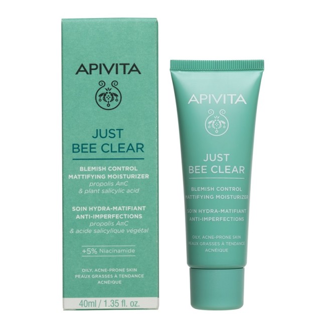 Apivita Just Bee Clear Κρέμα κατά των Ατελειών - Ενυδάτωση & Ματ Αποτέλεσμα 40ml