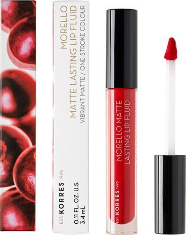 Korres Morello Matte Lasting Lip Fluid 52 Poppy Red Υγρό Κραγιόν Μεγάλης Διάρκειας με Ματ Αποτέλεσμα 3.4ml