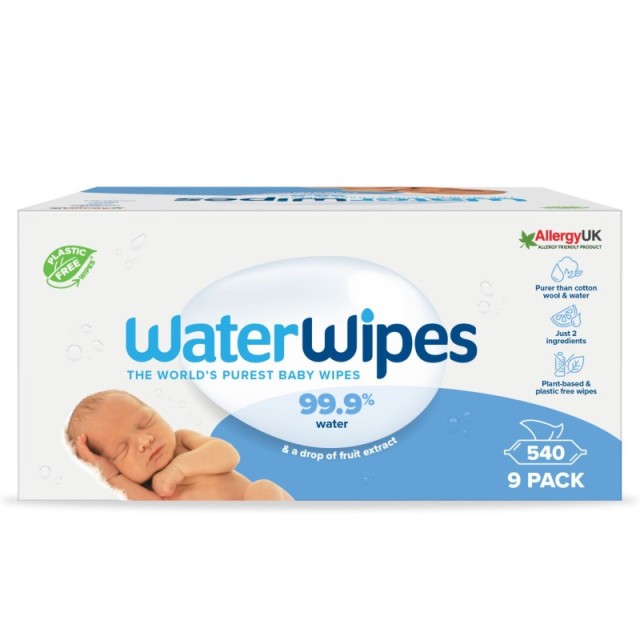 WaterWipes Οικολογικά Μωρομάντηλα με 99,9% Νερό, 9x60τεμ