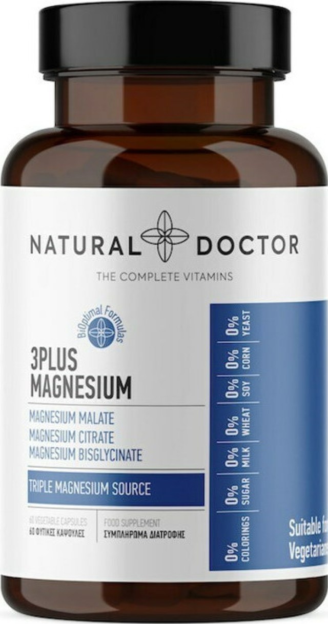 Natural Doctor 3 Plus Magnesium Συμπλήρωμα Διατροφής Μαγνησίου 60 Κάψουλες