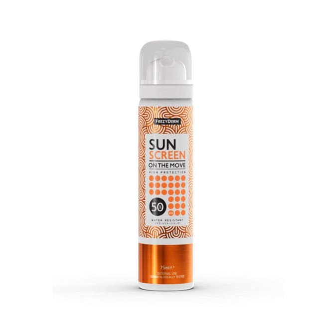 Frezyderm Sun Screen on the Move SPF50 Αντηλιακό Mist Προσώπου Ταχείας Εφαρμογής 75ml