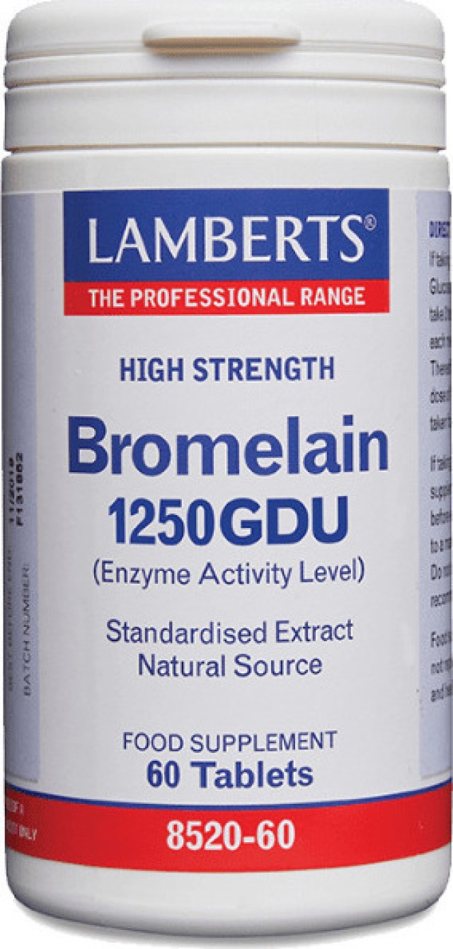 Lamberts Bromelain 1250GDU 500mg Μπρομελαΐνη για την Υγεία των Αρθρώσεων & την Υποβοήθηση της Πέψης, 60tabs