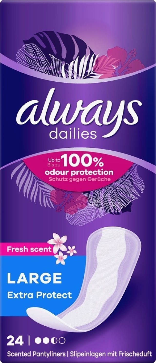 Always Dailies Extra Protect Large Fresh Scent Σερβιετάκια 24τμχ