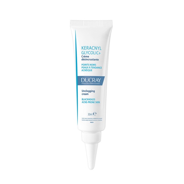 Ducray Keracnyl Glycolic+ Unclogging Cream Κρέμα Προσώπου για Ακνεϊκές Επιδερμίδες & Μαύρα Στίγματα 30ml