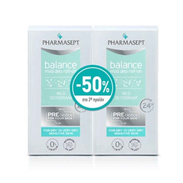 Pharmasept PROMO Balance Mild Deo Roll-On Απαλό Αποσμητικό 2X50ml