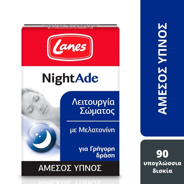 Lanes Nightade Συμπλήρωμα Διατροφής με Μελατονίνη για Άμεσο Ύπνο 90 υπογλώσσια δισκία