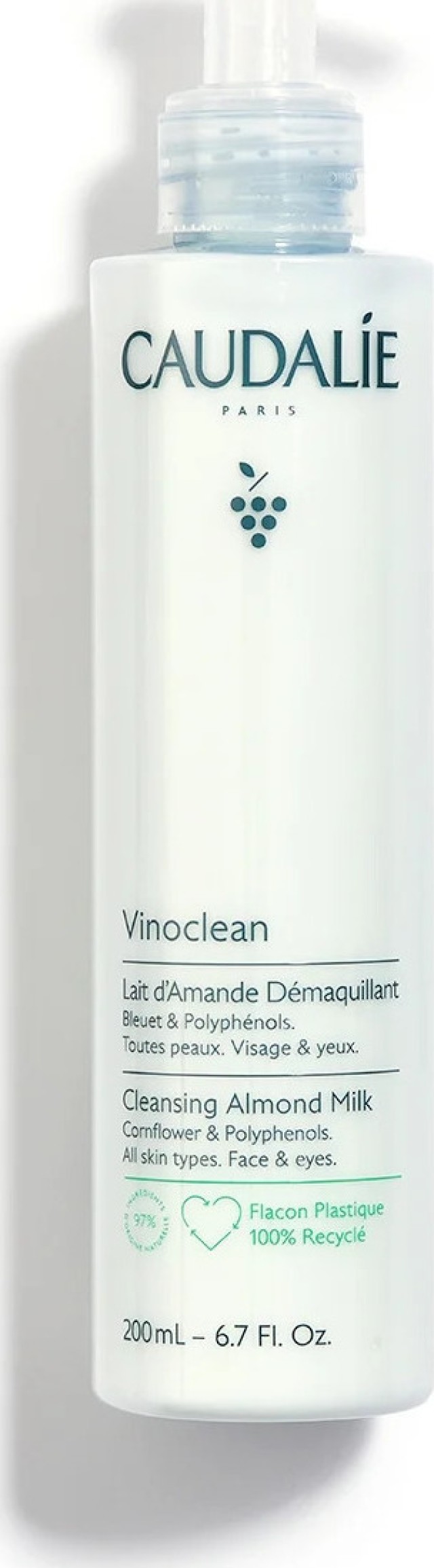 Caudalie Vinoclean Lait dAmande Demaquillant Cleansing Almond Milk Γαλάκτωμα Καθαρισμού Προσώπου και Ματιών, 200ml